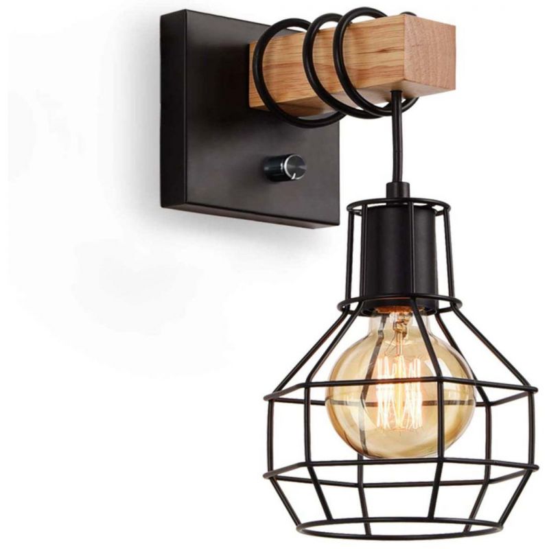 Lightess Black Wall Sconces with Dimmer on off Switch Vintage Cage Wall Mount Light Fixture Industrial Farmhouse Lighting Living Room Kitchen