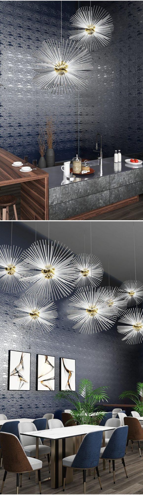 Hot Selling Custom Large Crystal Glass Rod Hotel Villa Lobby LED Chandelier