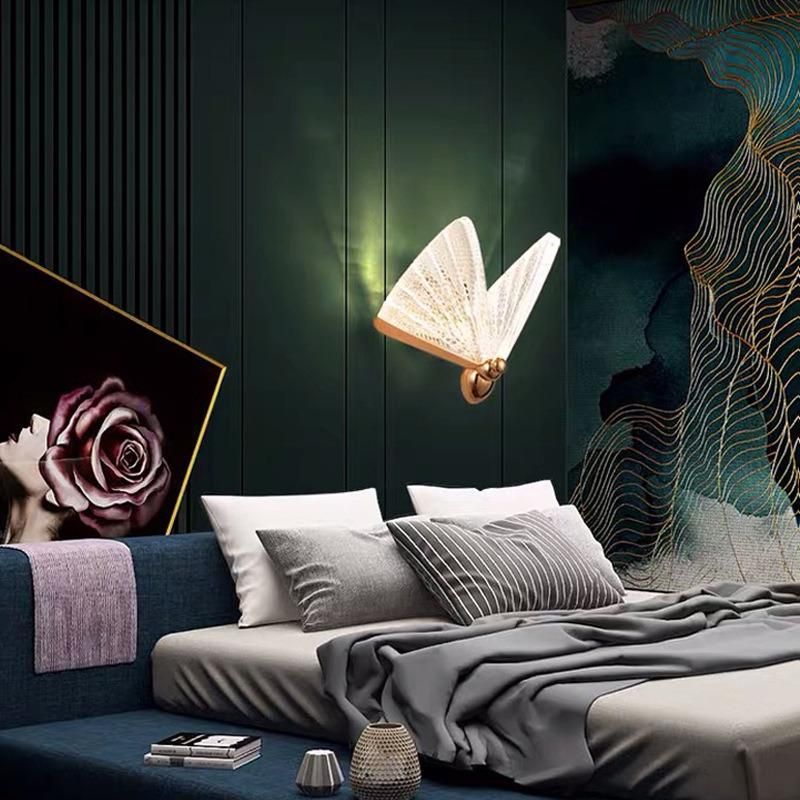 Postmodern Minimalist Living Room Bedroom Bedside Butterfly LED Wall Lamp (WH-OR-55)