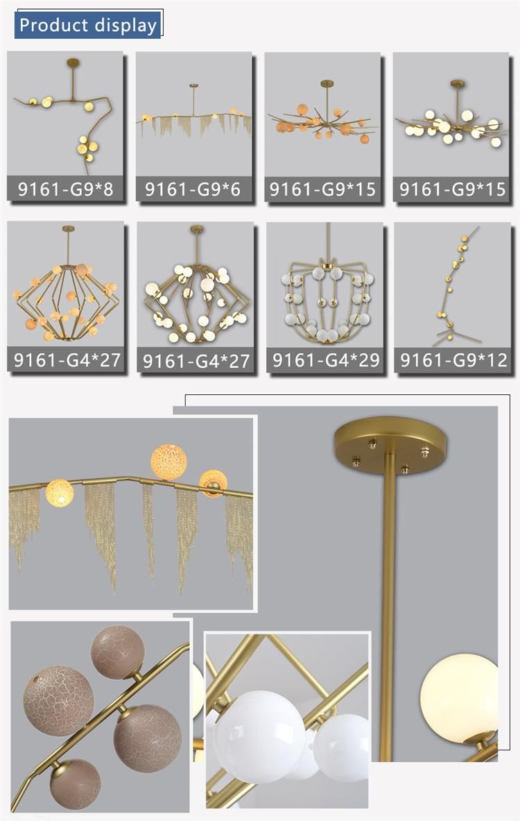 Latest Modern Gold Crack Glass Decor Hotel Restaurant Chandelier