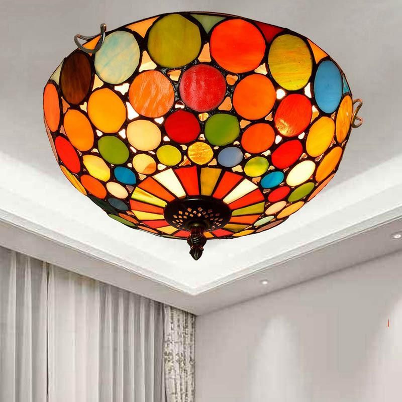 Creative Mediterranean Retro Tiffany Stained Glass Aisle Corridor Balcony Lobby Bedroom Bar Ceiling Lamp (WH-TA-34)