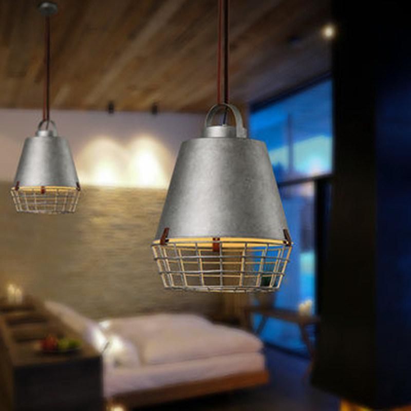 Retro Iron Cage Pendant Lights Living Room Silver Barrel Nils Vintage Rustic Caged Metal Pendant Lamp (WH-AP-318)