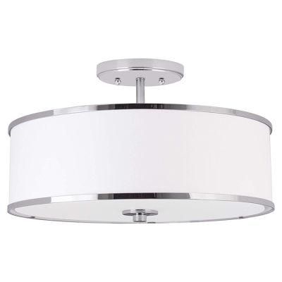 Jlc-H13 Modern Fabric Drum Shade Semi Flush Mount Ceiling Lamp