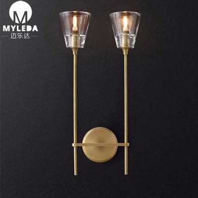 Modern E14 2 Branch Glass Crystal LED Chandelier Wall Light