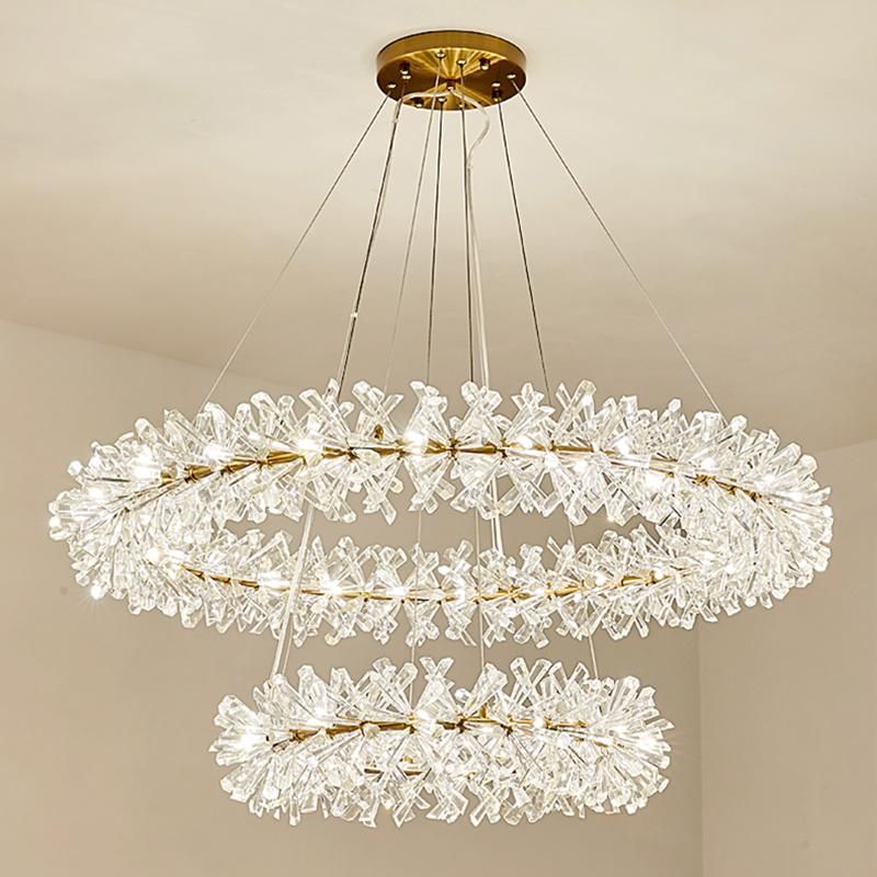 Round Ring Vintage Style Crystal Chandelier High-Class Restaurant Lighting