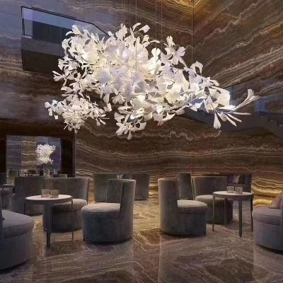Nordic Style Flower Shape Decoration Long Staircase Wedding Large Custom Unique Lamp Office Chandelier