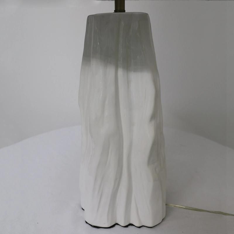 White Ceramic Body Fabric Shade with blue Trimming Table Lamp