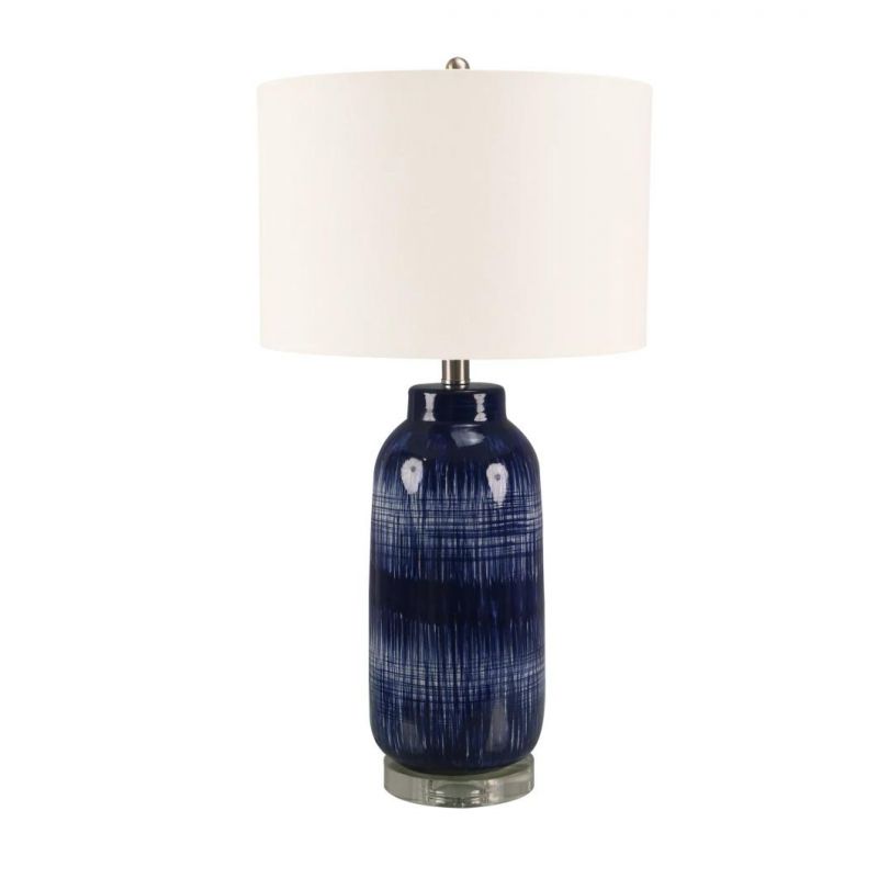 High Quality Modern Design Indoor Decorative Desk Lamp Fabric Shade Metal Glass Lamp Body LED Table Lamp for Living Room