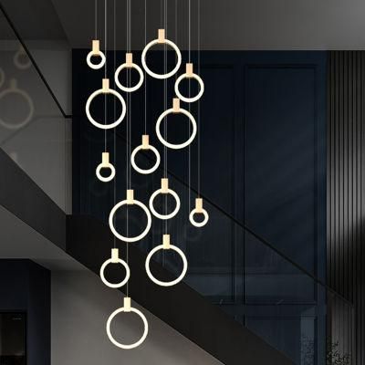 Creative Circular Crystal Chandelier restaurant Hotel Bedroom Pendant Lamp Light