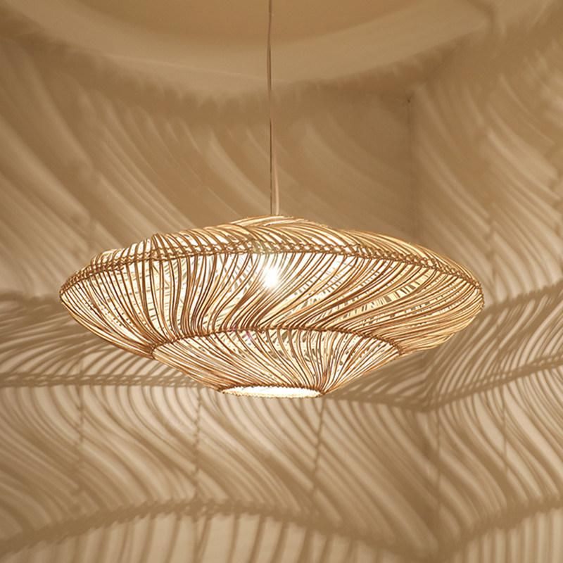UFO Shades Rattan Lamp Creative Chinese Style Pendant Lights Wooden Suspension Lamp (WH-WP-54)