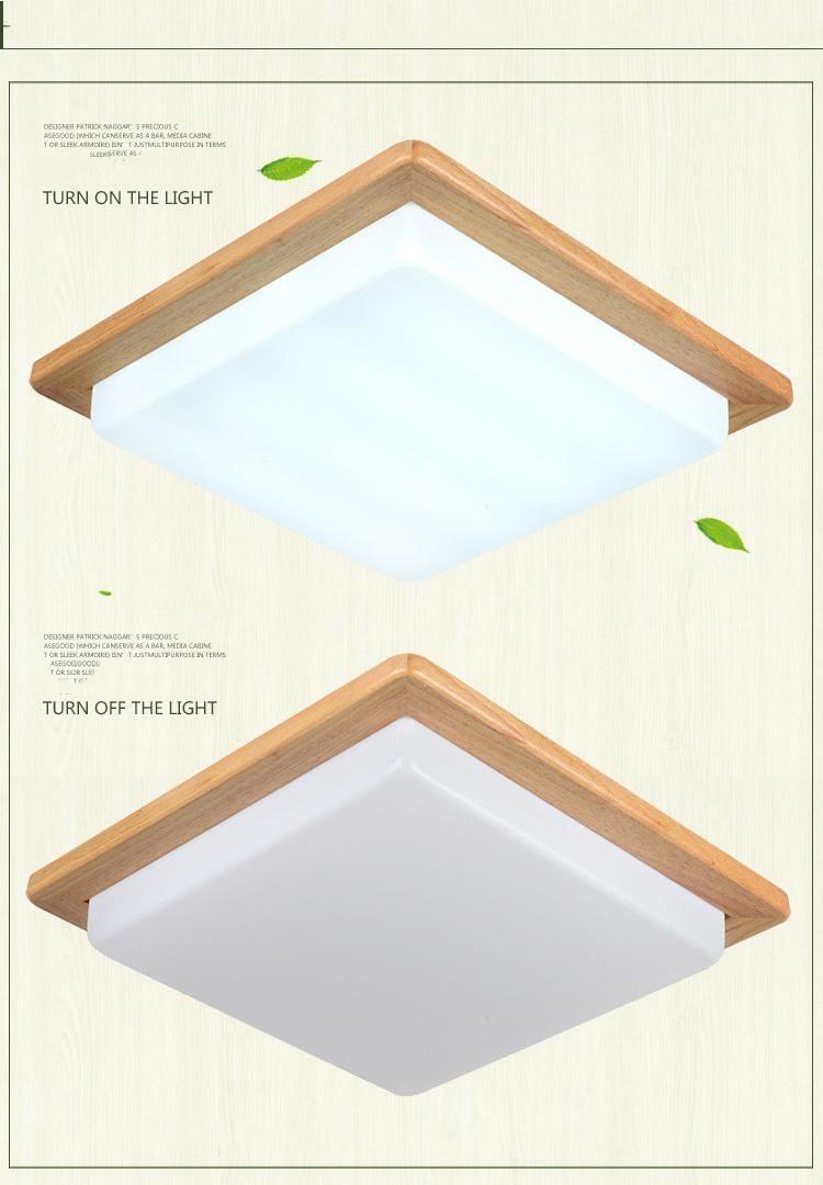 Nordic Wood Square LED ceiling Lights Wood Color Modern Minimalist Chinese Ceiling Lights (WH-WA-33)