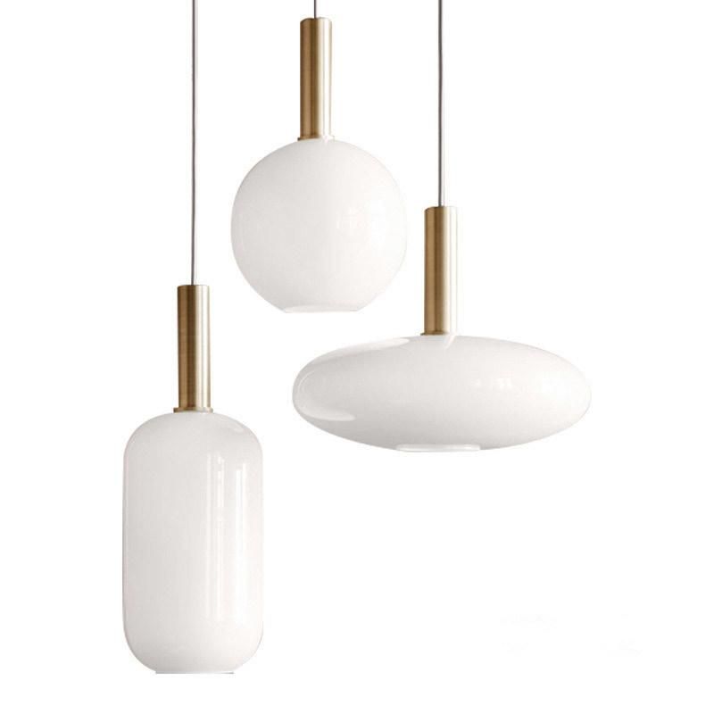 Nordic Glass Pendant Light Round Oval Cylinder Milk White Pendant Light Hotel Restaurant Study Pendant Light (WH-AP-121)