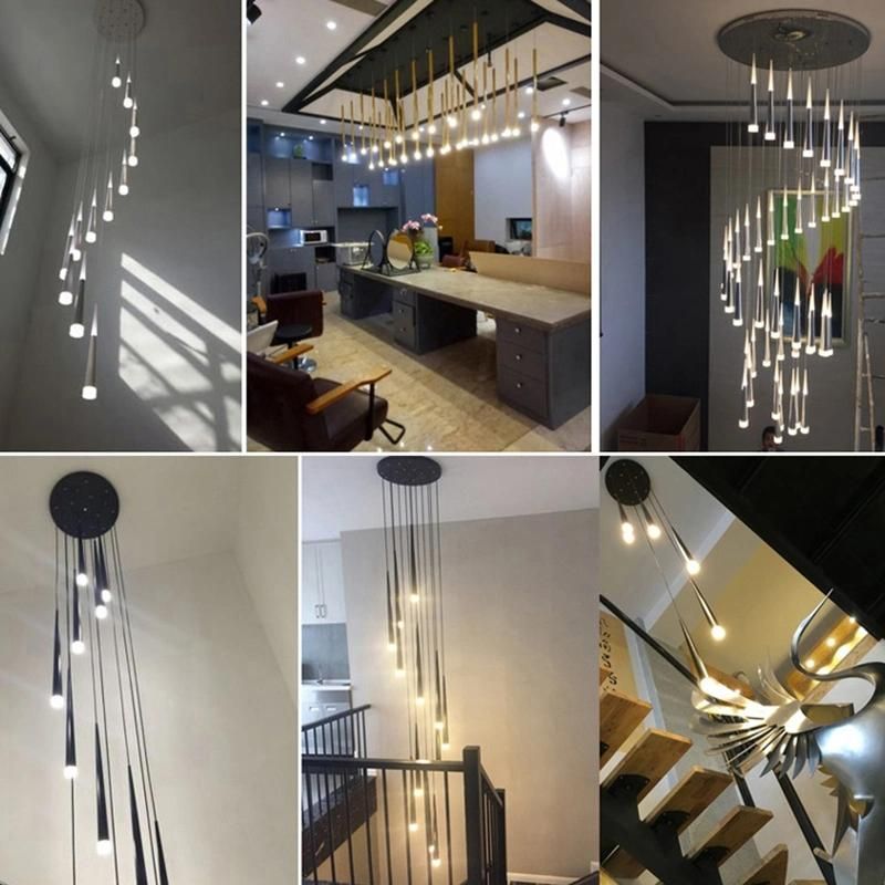 Staircase Chandelier Lamp Tube Style Modern Contracted Pendant Lamp Light
