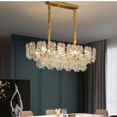 Home Lighting Pendant Elegant Design Indoor Decoration Copper Color Hanging Lamp Glass Chandelier Light