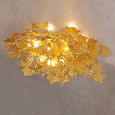 2022 Meerosee Lighting Maple Leaf Design Decorative Wall Lamp for Restaurant Cafe Copper Brass Wall Sconce Light