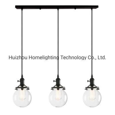 Jlc-3553 Vintage Round Clear Glass Globe Shade Ceiling Pendant Lighting Fixture Dining Table Light