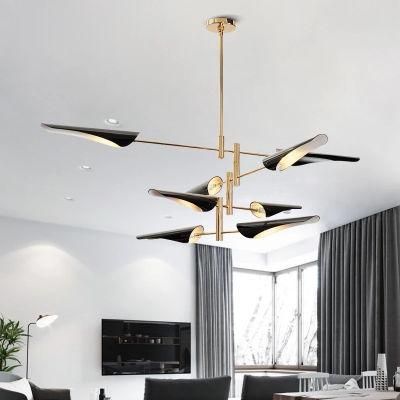 Nordic Postmodern Simple Creative Living Room Dining Room Lamps Atmosphere Metal Inclined Mouth Industrial Wind Aircraft Art Chandelier
