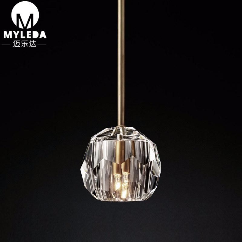 Modern Clear Crystal Glass Globe Pendant Light Fixture