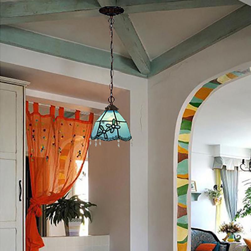 Tiffany Simple Balcony Bay Window Light LED Creative Small Pendant Lamp