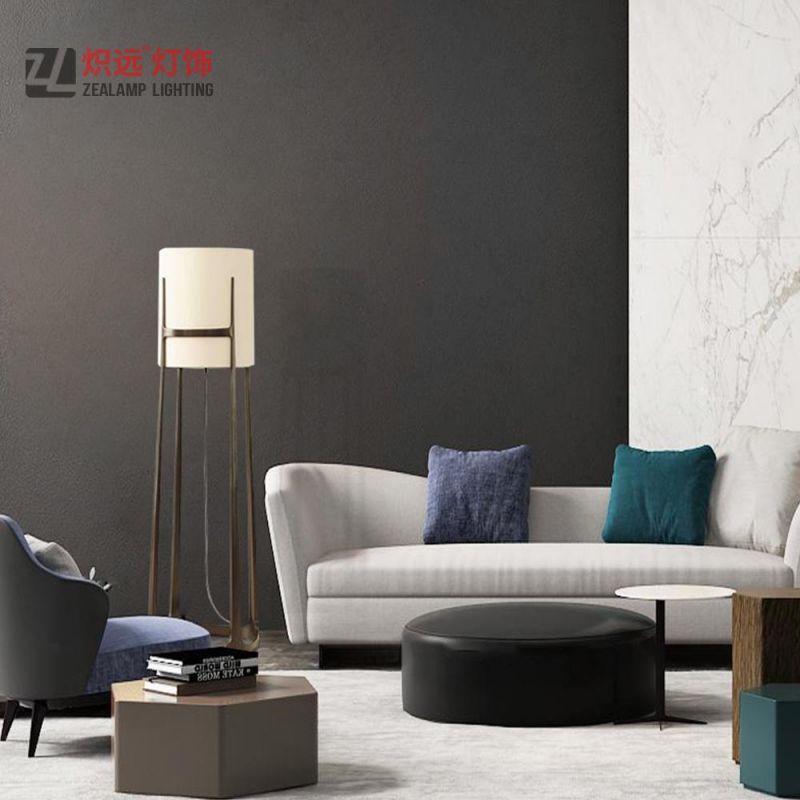 Modern off-White Fabric Shade Floor Lamp