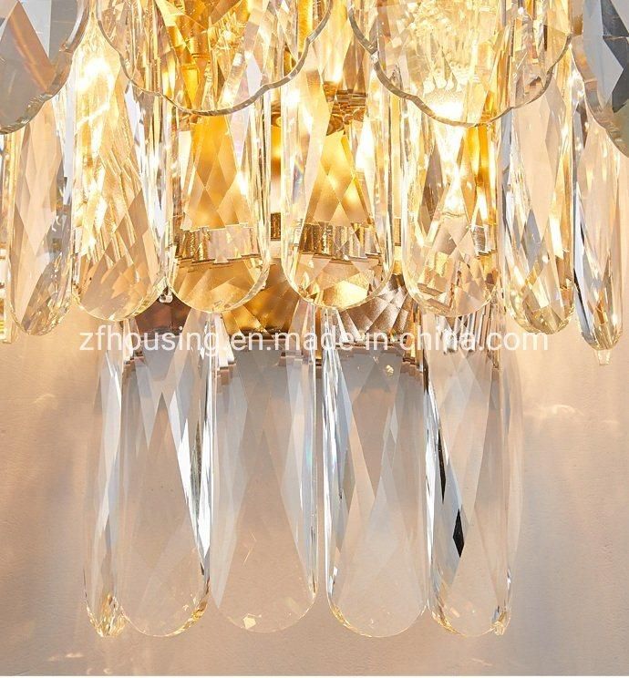 The Latest Golden Luxury European Hotel Living Room Light Crystal Glass Wall Lamp