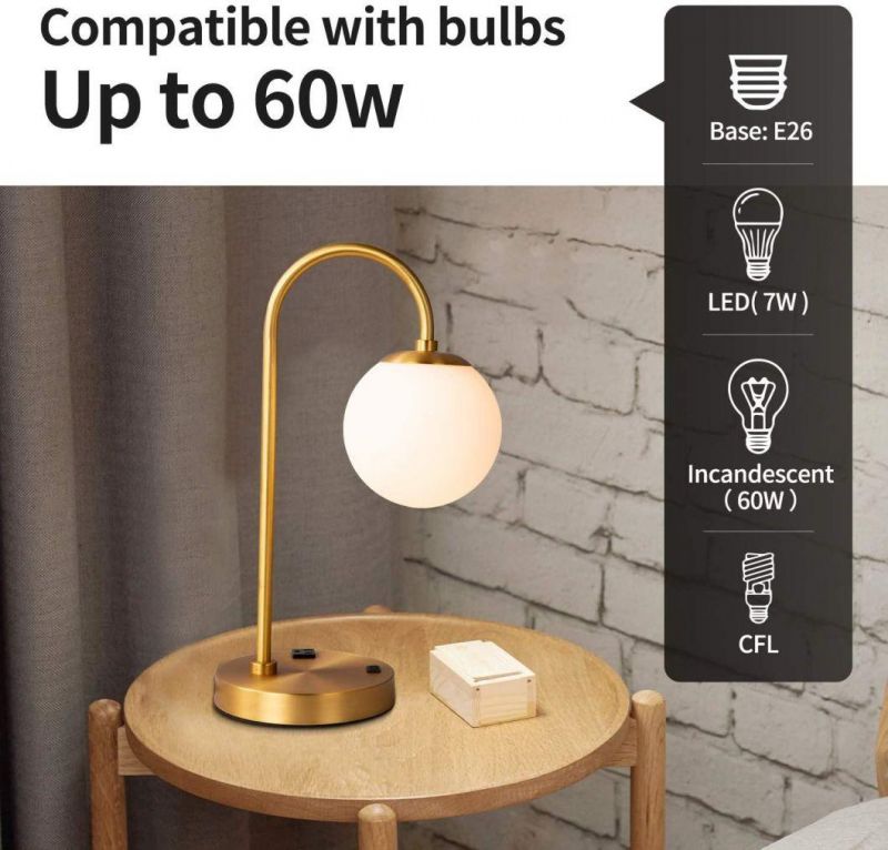 Nordic Light Luxury Bedside Table Hotel Table Lamp with USB