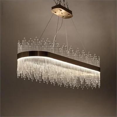 Crystal Glass Restaurant Living Room Oval Pendant Lamp