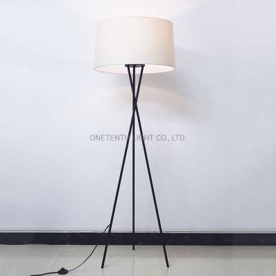 Metal Tripod Body and Fabric Shade Floor Lamp