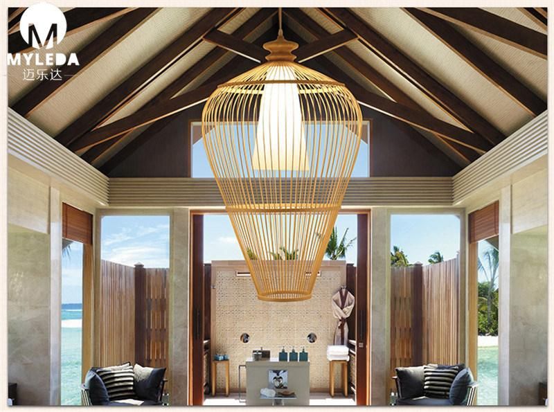 Bamboo Lantern Wood Decoration Hanging Light Fixture Chandelier