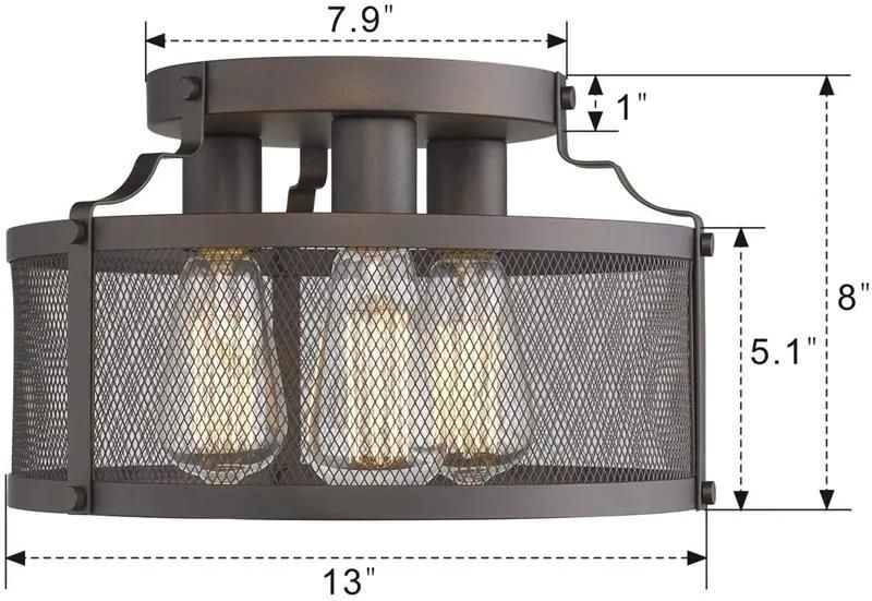 Nordic Retro Industrial Lighting Indoor Living Room Wrought Iron LED Ceiling Lamp