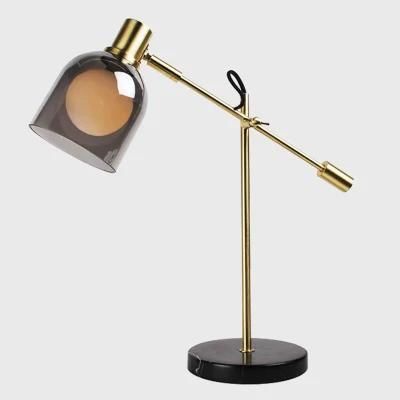Adjustable Angle Table Lamp Gray Shade Vintage Style Reading Light