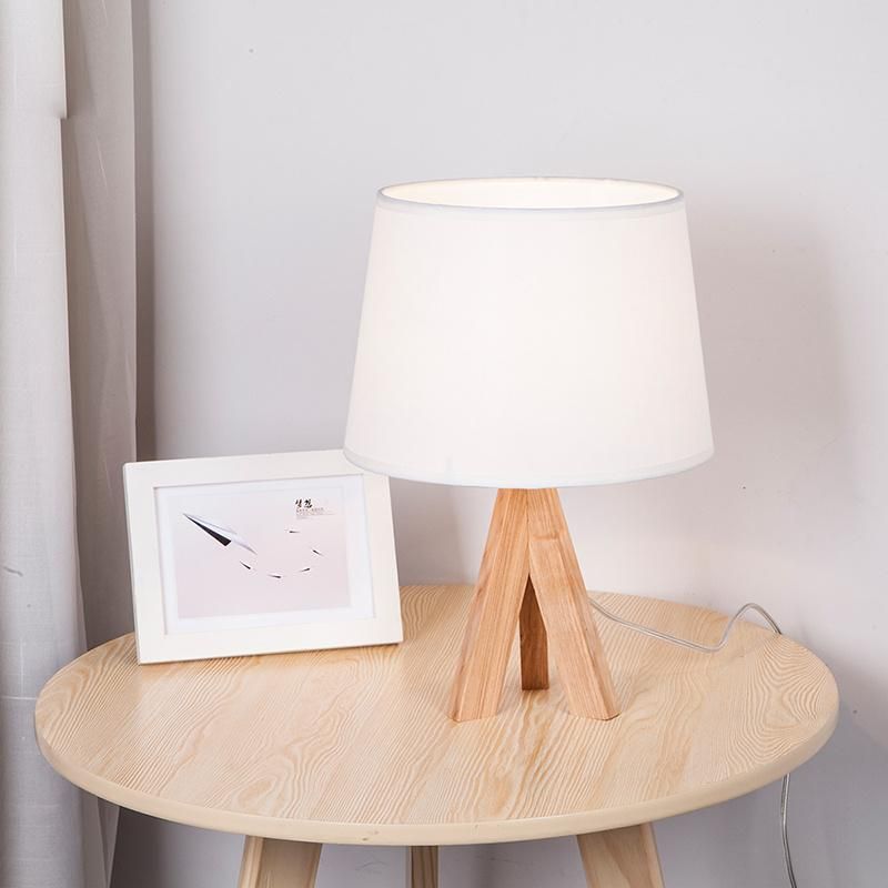 Vintage Wooden Design Bedside Lamp Reading Light Table Lamps Bulb