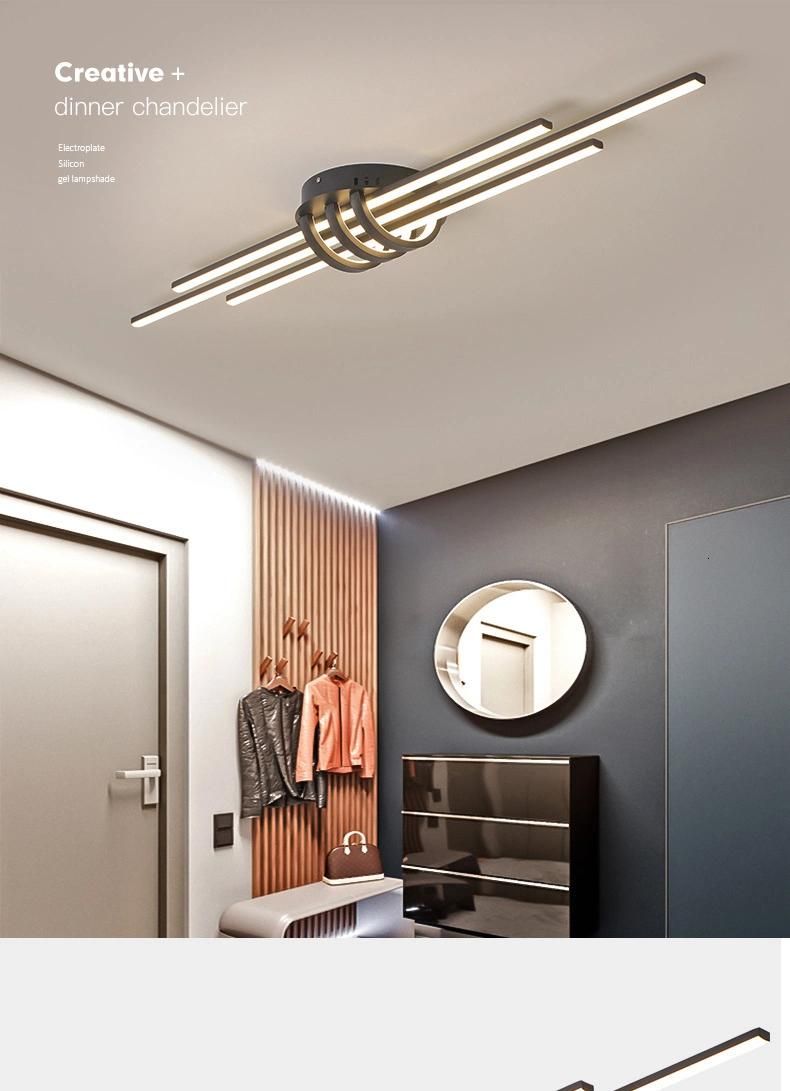 Modern LED Ceiling Lights for Bedroom Corridor Foyer Living Room Black Long Chandelier (WH-MA-195)