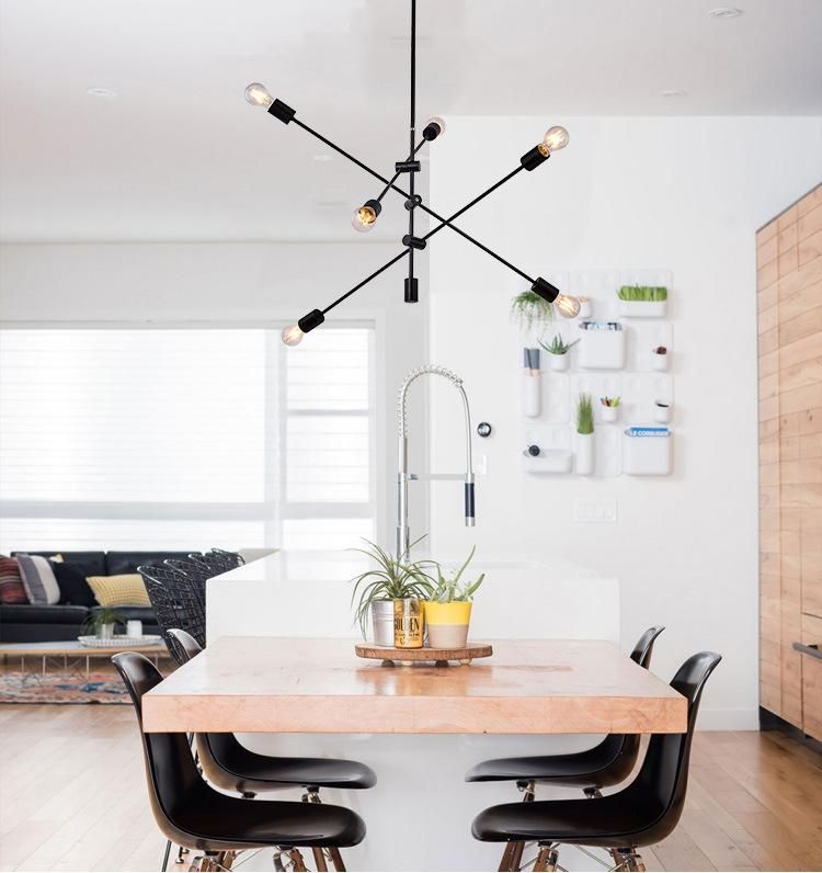 180 Degree Vintage Black Sputnik Hanging Pendant Lamp Light with Edison Bulbs for kitchen