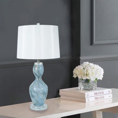 Fashion Simple Creative Glass Gourd Mediterranean Bedroom Bedside Lamp Nordic Blue Silver Table Lamp
