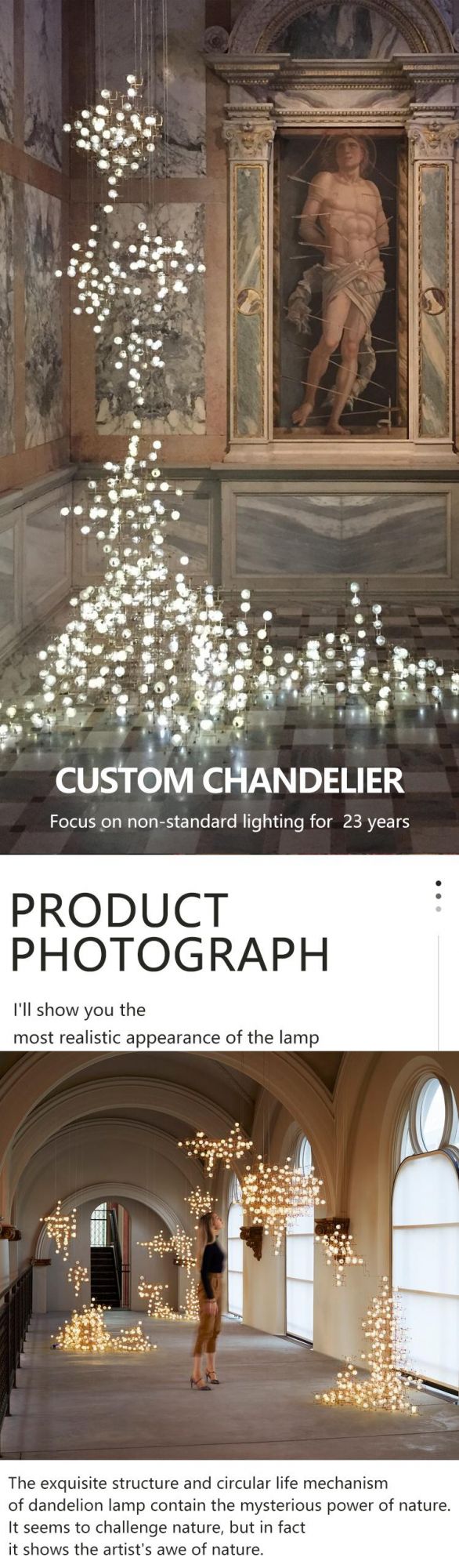 Nordic Style Decoration Luxury Commercial Center Hotel Custom Project Non-Standard LED Chandelier