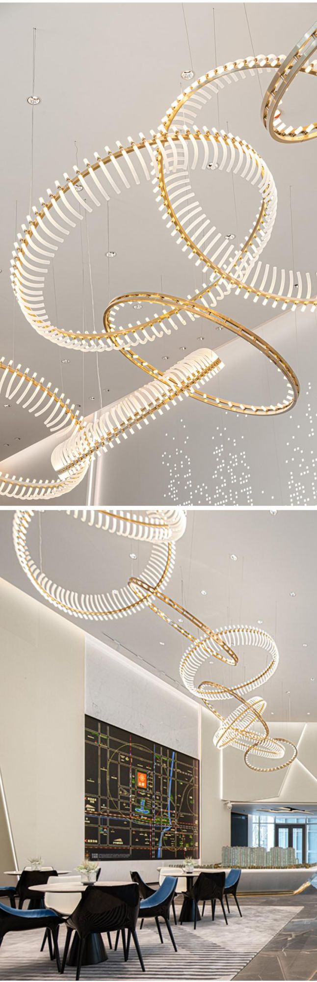 New Design Decorative Commercial Center Hotel Staircase Custom LED Chandelier Lamp
