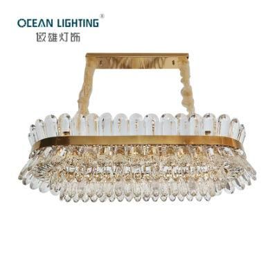 Golden Indoor Lighting Oval Long Iron E14X12 Crystal LED Chandelier