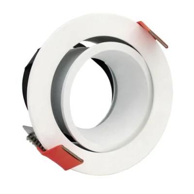 Lathe Aluminum GU10 MR16 Round Tilt White Recessed LED Downlight Frame (LT2204B)