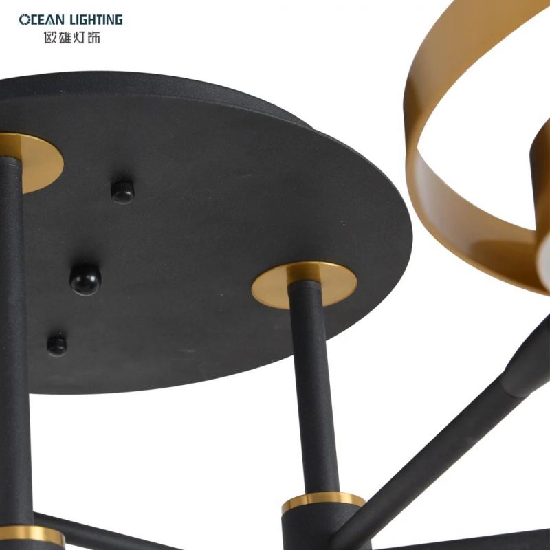 Ocean Lighting Bedroom Black+Gold Customized Metal Acrylic LED Modern Ceiling Lights