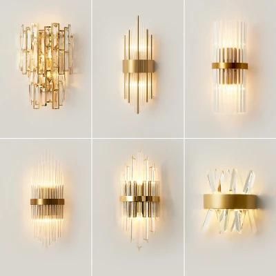 Wall Sconce Lighting Stainless Steel Decor Tiered Clear Crystal Shade Wall Light Lamp for Indoor Hotel Hallway