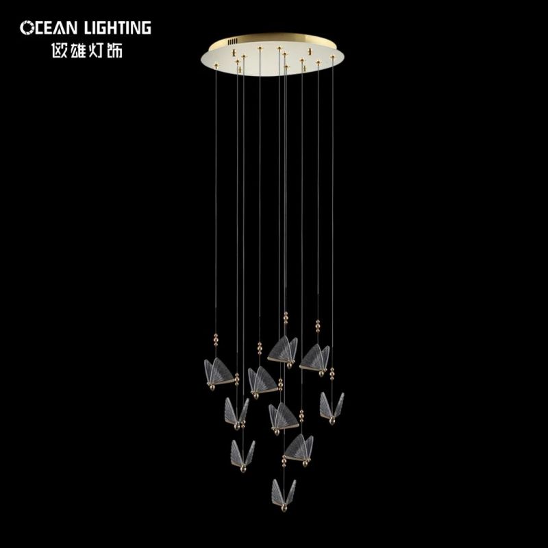 Butterfly Warm Lighting 3000K Metal Crystal 10*3W Chandelier