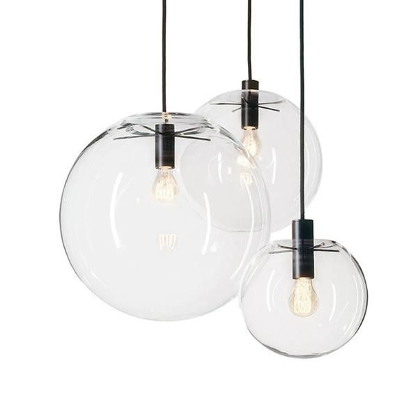 Modern Art Globe Clear Glass Hanging Pendant Lamp for Living Bedroom Chandelier