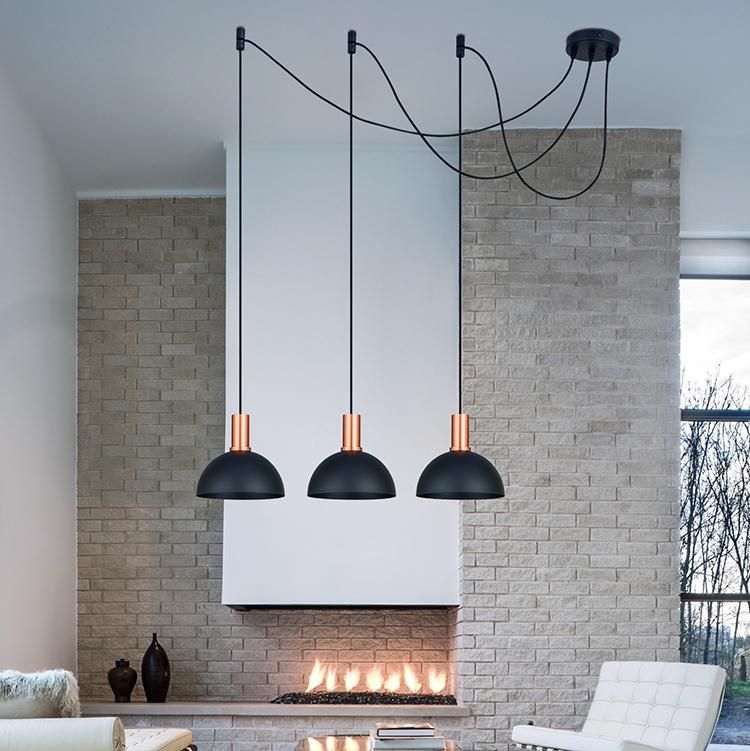 Modern Mini Pendant Light Adjustable Metal Pendant Lighting Fixture for Kitchen Island Cafe Bar, Gold and Black