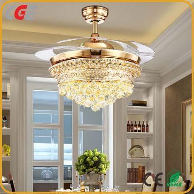 Fan 3 Layers Crystal Speed Adjustable Remote Controledl Modern Modern Ceiling Fan with LED Light with Ceiling Fan