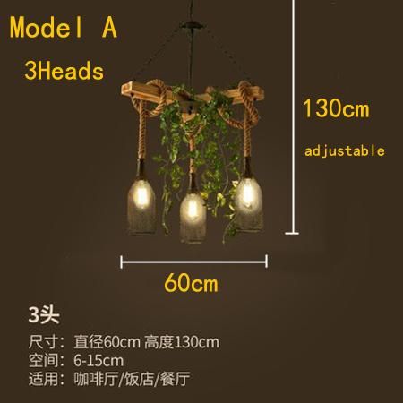 Retro Industrial Style Twine Chandelier Coffee Shop Green Plant Creative Personality Barbecue Garden Hanging Lamp (WH-VP-157)
