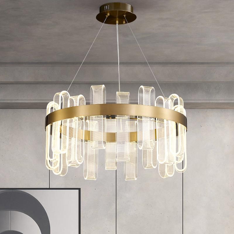 Round Crystal Chandelier Bedroom Living Room restaurant Pendant Lamp Light
