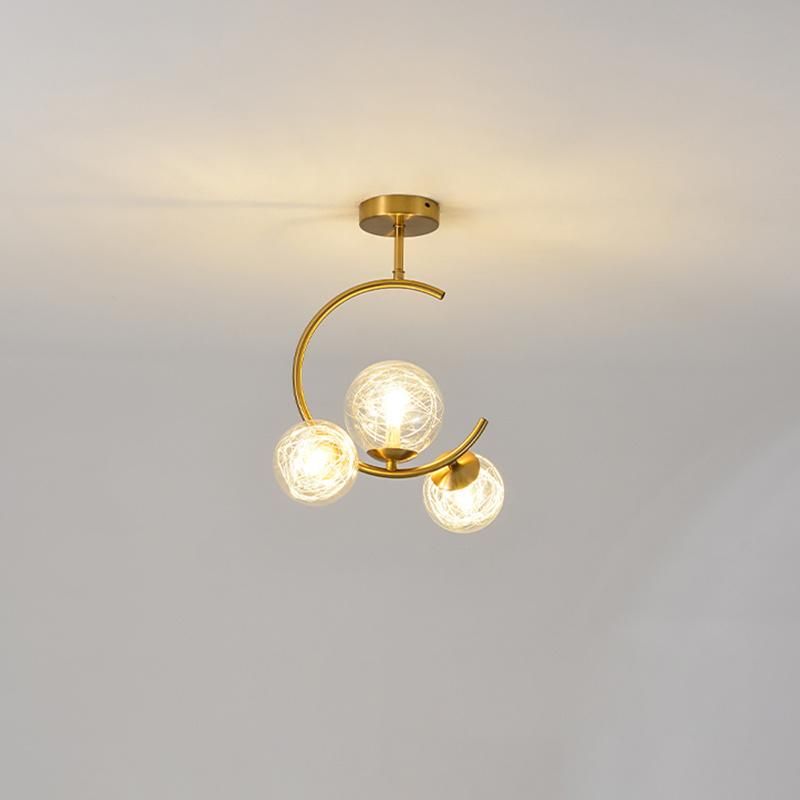 Golden Transparent Lampshade Chandelier Pendant Lamp Ceiling Lamp Living Room Lamp