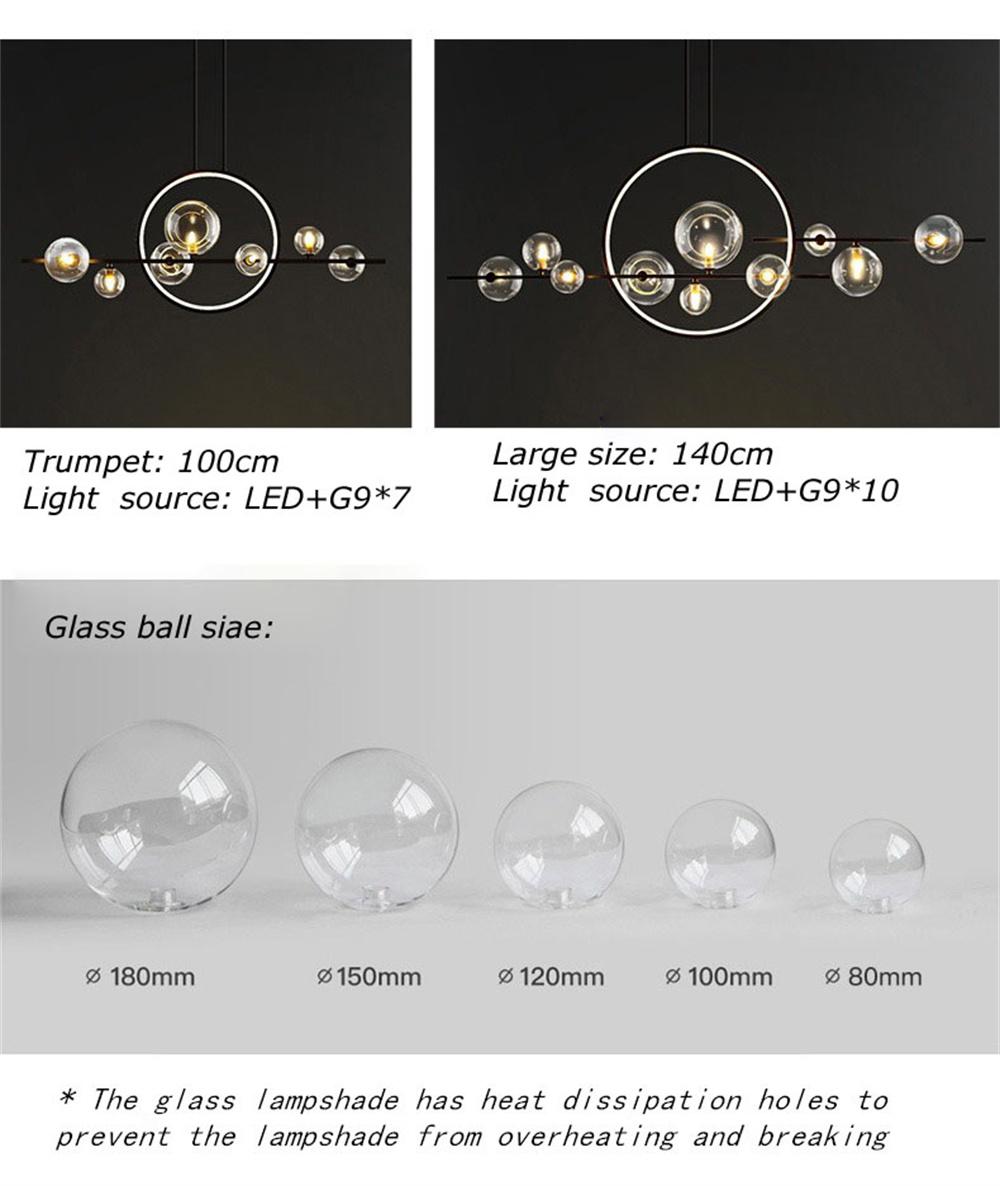 Post Modern Restaurant Glass Strip Bubble Lamp Nordic Creative Personalized B & B Bedroom Bar New Aluminum Magic Bean