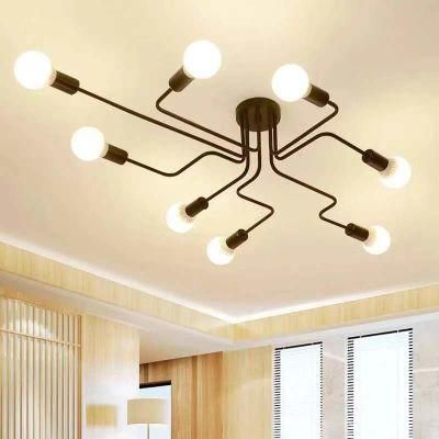 LED American Creative Simple Modern Living Room Wrought Iron Industrial Wind Ceiling Lamp